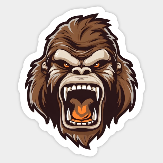 Angry gorilla head, wild animal Sticker by Clearmind Arts